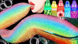 ASMR RAINBOW DRINKS *GIANT RAINBOW EDIBLE BUBBLES, HOW TO MAKE EIDBLE BUBBLES, BOBA TEA, FROG EGGS