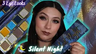 GOURMANDE GIRLS SILENT NIGHT X DOODLES BY THE BUNNY PALETTE REVIEW + SWATCHES | 3 EYE LOOKS 💙🖤