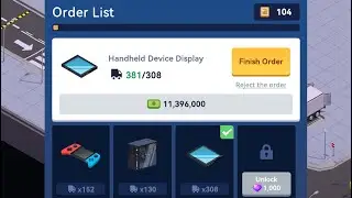 Idle office tycoon get rich, spent 1000 gems 💎 opened the 3rd order slot