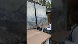 Large Photo Encaustic (beeswax over image) Painting with Artist Theresa Stirling