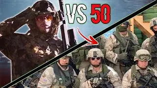 1 Airsoft Sniper Vs 50 Airsoft Players! (300 player battle sim)