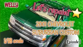 WELLY 2001 CHEVROLET SUBURBAN CUSTOM 1:18 Diecast model car  | H.M.C.C
