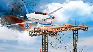 OLD RUSTY RADIO TOWER vs PLANES - Airplane Crash in BRICK RIGS