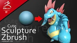 Feraligatr pokemon - Zbrush Speed Sculpt timelapse in 12 min.