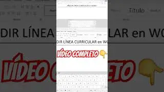 📝✍ Como CREAR #LÍNEA #CURRICULAR en #WORD FÁCIL y RÁPIDO