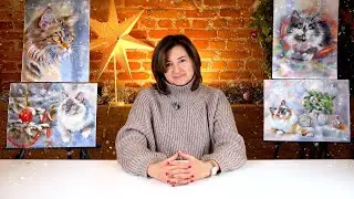 😻 Рисуем милых котиков Любовь Титова на новом акварельном 