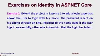 (OTP based Login) Exercises on Identity in ASPNET Core - Ex 2
