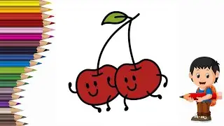 How to Draw a Cherry 🍒 for Kids