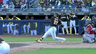 Juan Soto hits his first homer of Spring Training 3 run homer, making it 14-2 Padres in the the 4th