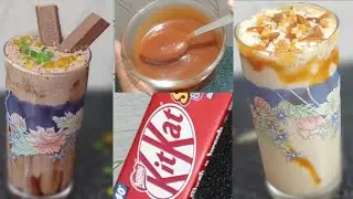Kitkat Milkshake & Caramel Milkshake//How to make Milkshake//no icecream milkshake