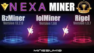 lolMiner 1.68 vs BzMiner 13.2.0 vs Rigel Miner 1.3.7 mining NEXA Hashrates and Overclocks on HiveOS