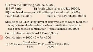 Marginal Costing (Numerical Problems-1)