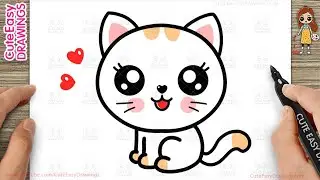 How to Draw Cute CAT Step-By-Step Drawing and Coloring for Kids