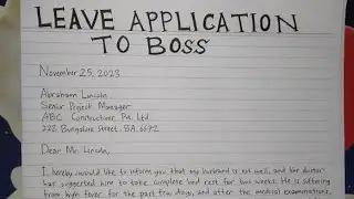 How To Write A Leave Application to Boss | Leave Letter for Office | Writing Practices