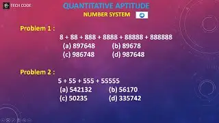 8+88+888+8888+88888+888888 = ? and 5+55+555+55555 |  Number System | Problem - 02 & 03 | Tech Code |