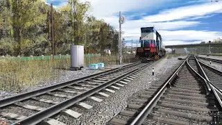 ЧМЭ5 выводит с подъездного пути воинский эшелон. Trainz19