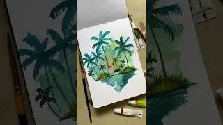 Most relaxing Watercolor painting! #painting #shorts