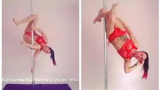 Уроки пол дэнс видео (средний уровень). Комбинация из элементов бантик , паук и мартини.