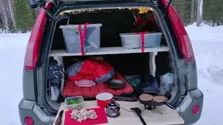 SUV Camping & Hamburger Delight in Freezing Temps