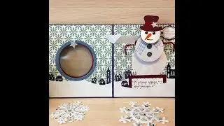 МК Как сделать новогоднюю Pop Up открытку СНЕГОВИК