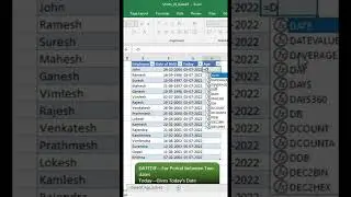 Shorts 10 DATEDIF HINDI |Excel Shorts in Hindi | Calculate Age