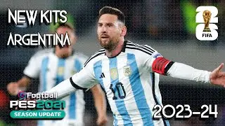 PES 2021-2024 | New Kits Argentina Adidas 2024 by As7 + Logo FIFA • Eliminatorias 2026 [ DESCARGAR ]