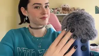 ASMR close up whisper ramble & life updates + fluffy mic scratching 🫐