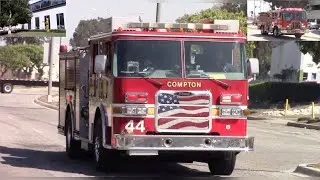 Compton FD Engine 44 & LACoFD  Engine 116 Responding + On Scene