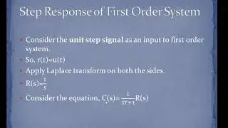 Step response of the first order system....