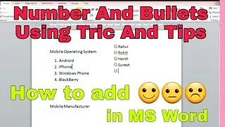 Number And Bullets Using Shortcut Key || Trics And Tips