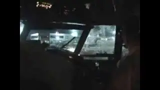 Extreme landing of an airplane from the pilot's cabin.