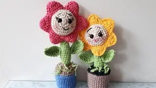 AMİGURUMİ SAKSIDA ÇİÇEK YAPIMI(Crochet making flower in flowerpot)