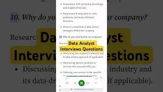 10 Data Analyst Interview Questions You Should Be Ready to Answer #shorts #Ai #tech #techjob #ai
