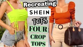 DIY SHEIN inspired Tops from old clothes| Mandarin Collar | Ruched | Puff Sleeve | Bardot Crop Top