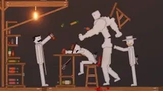 Buff Human Fight in Bar in People Playground