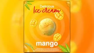Photoshop Tutorial: Modern Graphic DESIGN for Beginners | Mango Ice Cream Poster.