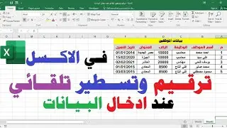 ترقيم وتسطير تلقائي عند ادخال البيانات في الاكسل