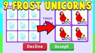 Trading 9 *NEW* FROST UNICORNS in Adopt Me!