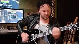 Jimmy Westerlund plays riffs with Taisto Guitars AROK-FR Shadowman guitar