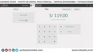 Sistema Odoo - Módulo Punto de venta: Pago parcial / Ventas realizadas / cotizaciones