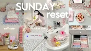 SUNDAY RESET ROUTINE🎀🧺🧼deep clean + organize, self care & prepping for the week!