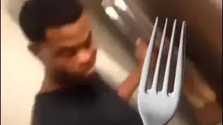A comically large fork