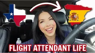 Flight Attendant Life - WORKING A 9+ HOUR FLIGHT FROM DALLAS, TEXAS TO MADRID, SPAIN!!