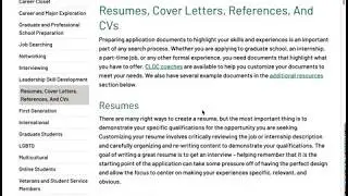 Resume, Cover Letter, Reference List, and CV Screencast
