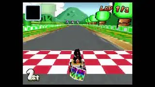 Black Yoshi saves himself from a Blue Shell by throwing a Fake Item Box at his own head