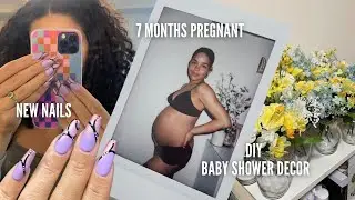 LET'S HANG OUT | 7 Months Pregnant, New Nails, DIY Baby Shower Decor