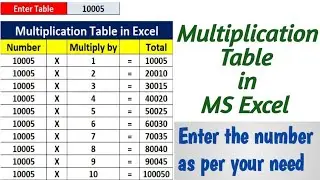 Create Multiplication Table in Excel | Excel Tutorial Multiplication Table Formula in Excel in Hindi