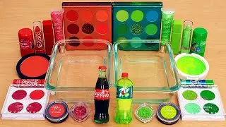 Red vs Green - Mixing Makeup Eyeshadow Into Slime ASMR