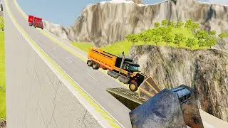 Truck jumps from a giant ramp. BeamNG.drive #1