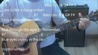 Blue Eyes Crying in the Rain - Willie Nelson guitar cover With Chords and Lyrics